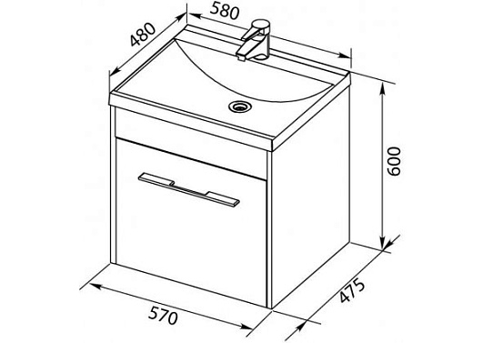 Aquanet Комплект мебели Августа 58 дуб сонома – картинка-3