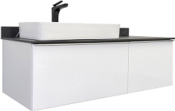 Comforty Тумба с раковиной Милан 120 78189 с черной столешницей подвесная белая – фотография-1