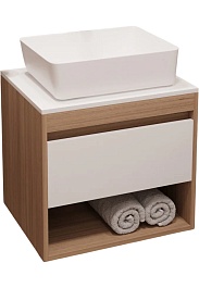 Teymi Тумба с раковиной Ritta 55 дуб эврика/белый матовый подвесная T60519 раковина T50302 – фотография-1