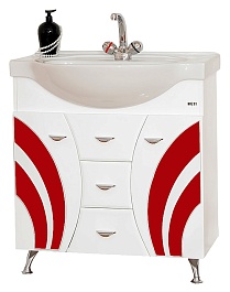 Misty Тумба для умывальника Каролина 70 красное стекло – фотография-1
