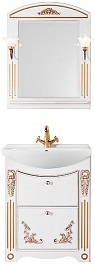 Водолей Мебель для ванной "Кармен 65" с ящиками, белая/золото – фотография-1