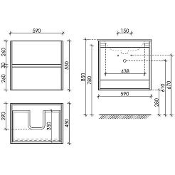 Sancos Тумба с раковиной Urban 60 дуб чарльстон раковина Element 61 CN7001 – фотография-5