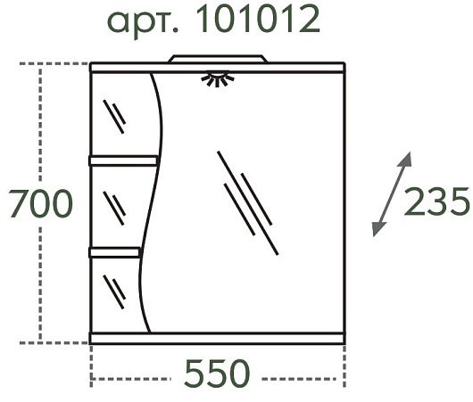 СанТа Зеркальный шкаф Волна 55 R свет – фотография-6