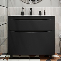 Vivon Тумба с раковиной Ostin 90 напольная черная матовая