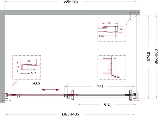 BelBagno Душевой уголок Soft Close-1 SOFT_CLOSE-1-AH-1-140/90-C-Cr 140x90 профиль хром стекло прозрачное – картинка-11