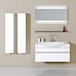 Aqwella Тумба с раковиной Бергамо 100 подвесная белая – фотография-3