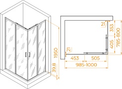 RGW Душевой уголок Passage PA-040 100x80 профиль хром стекло матовое сатинат – фотография-3