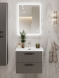 BelBagno Тумба с раковиной Due 60 подвесная Оружейная сталь ручки Матовый тёмный никель – фотография-14