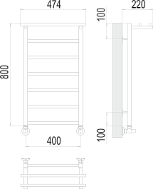 Terminus Полотенцесушитель водяной Контур П7 400x800 с полкой хром – фотография-3
