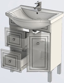 Aquanet Тумба с раковиной "Стайл 65" с ящиками – фотография-4