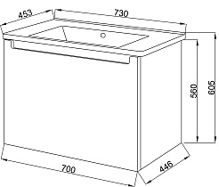 Ceruttispa Тумба с раковиной Пьемонт 70 подвесная №1 – фотография-2