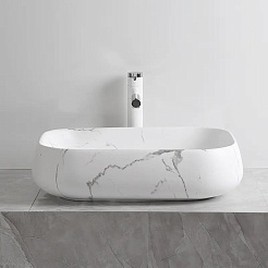 Ceruttispa Раковина накладная 56.5 CR0086 MMW2 мрамор белый матовый – фотография-2