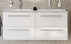 Cezares Тумба с раковиной Eco Cer-N 120 с 4 ящиками bianco lucido CZR-8073-120-2 ручки сатин – фотография-1