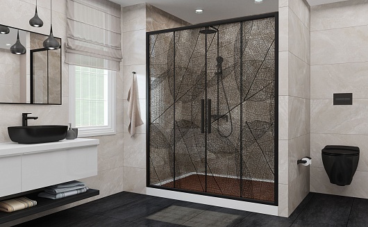 DTO Душевая дверь в нишу FB2 190-210 Black – фотография-8