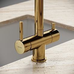 Sancos Смеситель для кухни Spin полированное золото SC4015ZG PVD покрытие – фотография-3