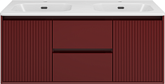 Brevita Тумба с раковиной с двумя чашами Wine 120 подвесная бордовая