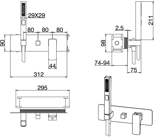 Allen Brau Смеситель для душа Infinity 5.21011-31 (с внутренней частью, 2 хода) черный матовый – картинка-7