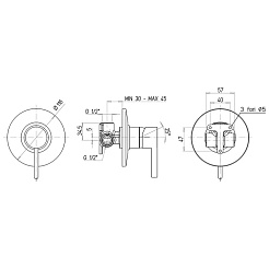 Paini Смеситель для ванны и душа Brera 74PZ690 встраиваемый, брашированный чёрный – фотография-3