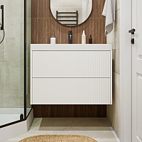 Vivon Тумба с раковиной Kristi 80 подвесная белая матовая рифленая