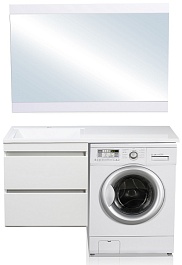 Style Line Тумба с раковиной Даллас 120 Люкс L, белая PLUS подвесная – фотография-6