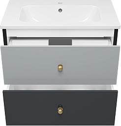 Brevita Тумба под раковину Кристиан 80 подвесная серая/черная – фотография-3