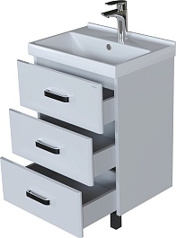 Mixline Мебель для ванной Стив 60 R 3 ящика белая – фотография-5