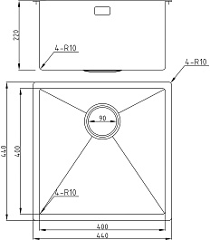 Milacio Мойка кухонная Denia 44 Steel нержавеющая сталь – фотография-8