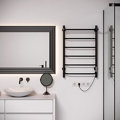 Aringa Полотенцесушитель электрический Киото 80x50 AR03003BL с полкой черный – фотография-4