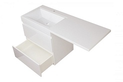 Style Line Мебель для ванной подвесная Даллас 130 Люкс L, белая PLUS	 – фотография-11