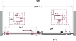 BelBagno Душевая дверь в нишу Marino MARINO-2-BF-1-140-C-GM 140x195 профиль оружейная сталь стекло прозрачное – фотография-9