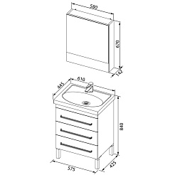 Aquanet Мебель для ванной "Сиена 60" белая напольная (196495) – фотография-3