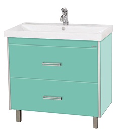 Misty Тумба для умывальника Джулия 90 QVATRO 2 ящика салатовая – фотография-1