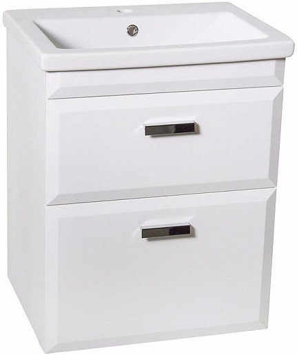 Style Line Тумба для умывальника Лотос 60 Люкс белая PLUS подвесная – фото-1
