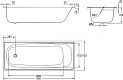 BLB Стальная ванна Europa 170/70 B70E22001 без опоры – фотография-3