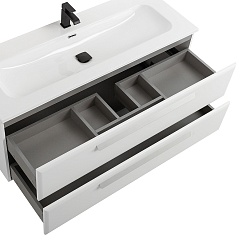 Cezares Тумба с раковиной Eco Cer-N 120 bianco opaco CZR-8073-120 ручки сатин – фотография-4