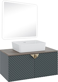 Runo Мебель для ванной Андорра 85 Tre подвесная зеленый графит/дуб коньячный – фотография-1