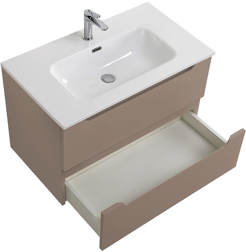 BelBagno Тумба под раковину Etna 80 подвесная бежевая матовая – фотография-6