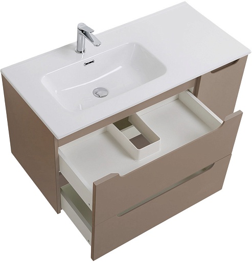 BelBagno Тумба с раковиной Etna 100 L подвесная бежевая матовая – фотография-6