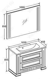 Opadiris Мебель для ванной "Оникс 100" серебряная патина – фотография-4