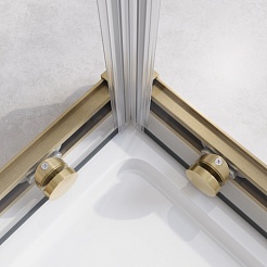 Cezares Душевой уголок Relax 304 RELAX-304-A-2-100-C-BORO 100x100 профиль брашированное золото стекло прозрачное – фотография-5