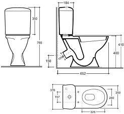 Керамин Унитаз-компакт Капри однорежимный с сиденьем полипропилен – фотография-6