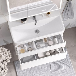 Equil Тумба с раковиной Nice 80 2 ящика подвесная белая – фотография-4