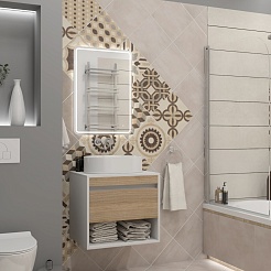 Teymi Тумба с раковиной Ritta 55 Lori 50 подвесная белый/дуб – фотография-13