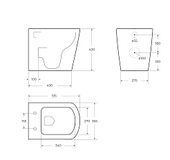 BelBagno Чаша унитаза приставного Albano BB120CBR без сиденья – фотография-5
