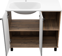 Brevita Мебель для ванной Lumus 90 L с подсветкой серая/дуб галифакс олово – фотография-14