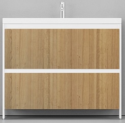 Velvex Мебель для ванной напольная Klaufs 100 белая/дерево, 2 ящика – фотография-7