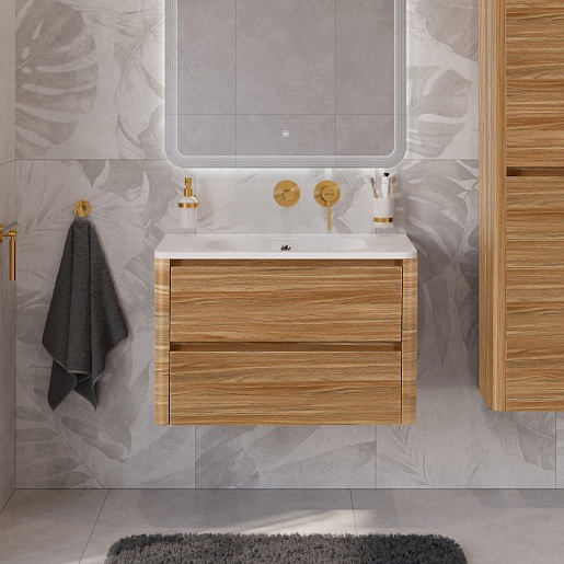 Cezares Тумба с раковиной без отверстия под смеситель Relax 80 подвесная дуб карамельный – фотография-8