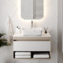 Teymi Раковина накладная Helmi 50 T50281 белый мрамор – фотография-8