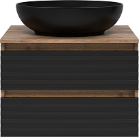 Brevita Тумба с раковиной Dakota 60 подвесная дуб галифакс олово/черный кварц