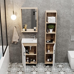 Onika Мебель для ванной Тимбер 45 L белая матовая/дуб сонома – фотография-5